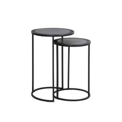 SIDE TABLE TLC SET OF 2 ANTIQUE BLACK 